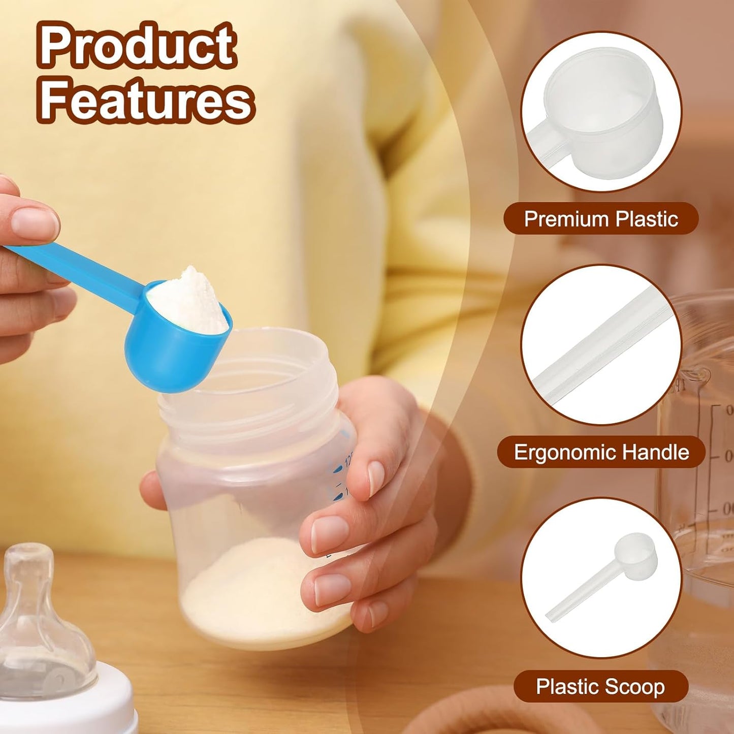 uxcell Measuring Spoons, Plastic Coffee Scoops Teaspoon for Coffee Bean Spices Sugar Salt Powder Pink