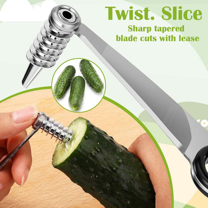 Kitchen Spiral and Melon Baller Scoop Set 4 in 1 Stainless Steel Fruit Scooper Seed Remover Cutter Vegetable Spiral Cutter for Potatoes, Cucumbers, Carrots, Kitchen Food Decoration Tools
