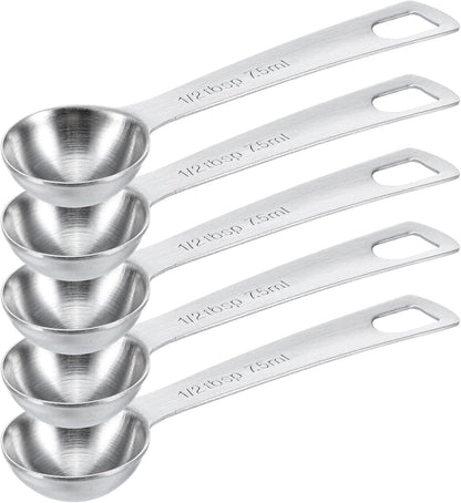 5 PCS Measuring Spoons Tablespoon Measuring Spoon 1/3 Tbsp (1 tsp | 5 ml | 1/6 oz) Stainless Steel Measurings Spoons for Kitchen Cooking Spoon(Silver)