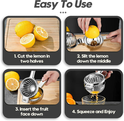 CCKO Lemon Squeezer Stainless Steel Manual Juicers Max Extraction Lemon Lime Squeezer Heavy Duty Citrus Juicer Hand Press Fruit Juicer