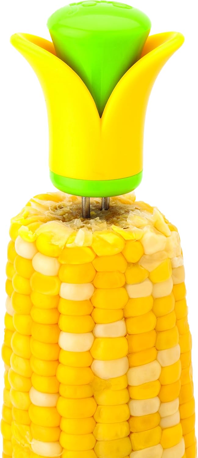 Joie Corn Cob Stripper, Durable Stainless Steel Blades, Secure Contoured Grip, Compact Peeler Cuts in Both Directions to Remove Kernels, Cute Kitchen Gadget, Great Canning Tool