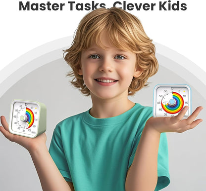 Visual Timer for Kids with Pause Function, 60 Minute Countdown Timer for Kids Desk Study, Teaching, Kitchen Cooking, Office Meetings, Time Management for ADHD (White)