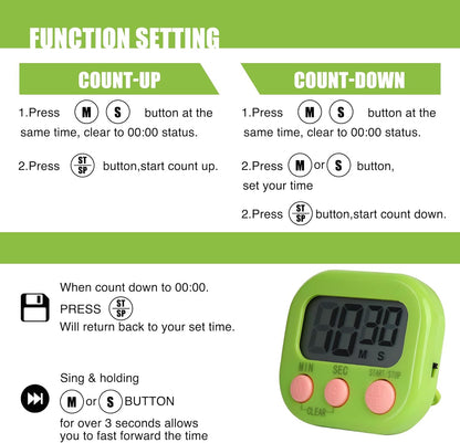 6 Pack Multi-Function Electronic Timer, Colorful Kitchen Timers Digital Magnetic, Countdown Timer, Big LCD Display Loud Alarm Kitchen Timers for Cooking, Bathing, Gym, Meeting, Classroom
