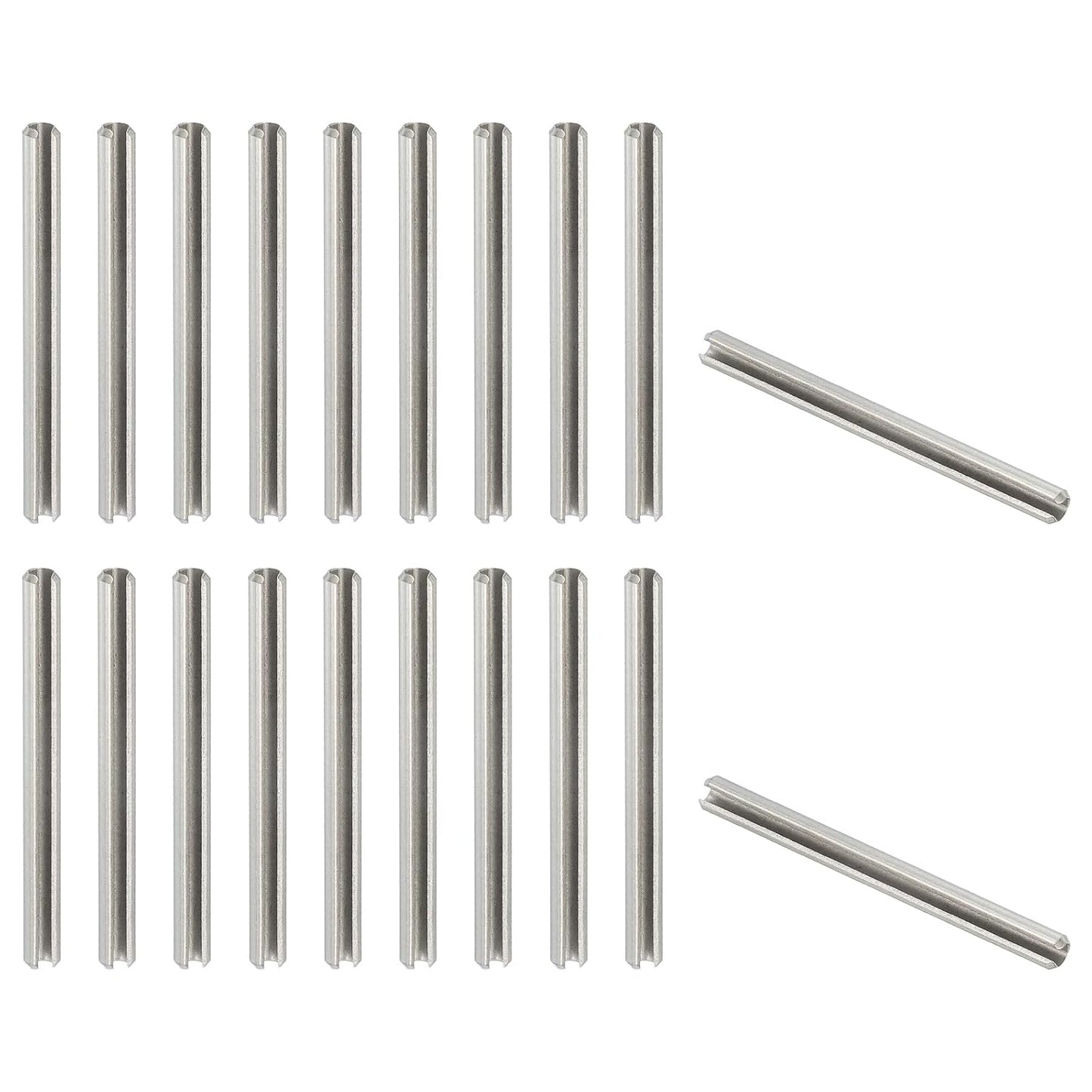 PATIKIL Slotted Spring Pin, 50 Pcs 1/8" x 3/4" (3.2mm x 20mm) 304 Stainless Steel Split Roll Pins Spring Dowel for Home Improvement Automotive Machine Repair, Silver - Colors B