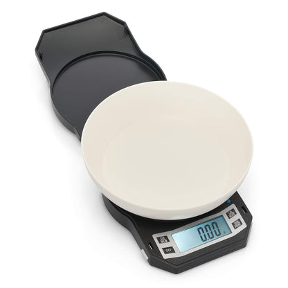 AWS Kitchen Pro 0.1g/0.001oz Precision Food Scale 5kg/11lb Digital Bowl Scale with Tempered Glass, | 2.72L Dishwasher-Safe Bowl, Tare, Timer, Clock & Room Temperature Display | Ultra Cooking Scale