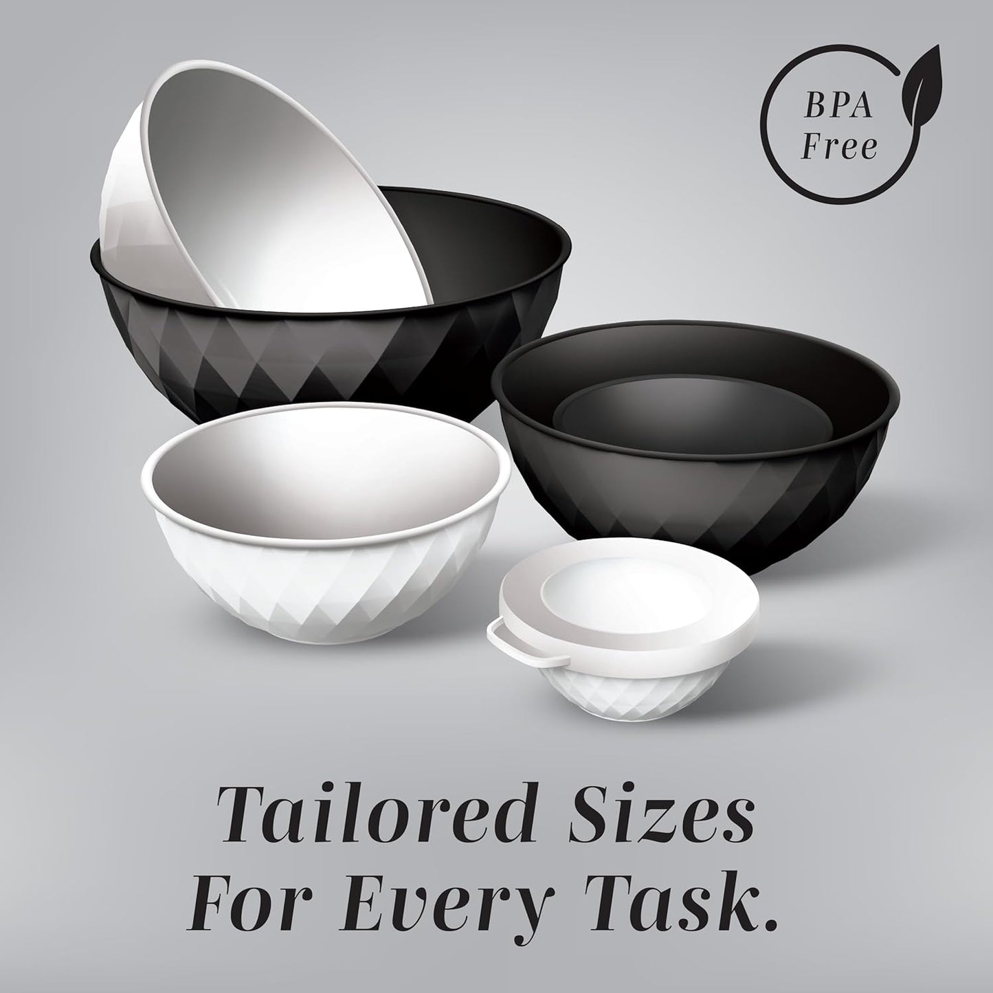 COOK WITH COLOR Mixing Bowls with Lids - 12 Piece Plastic Nesting Bowls Set includes 6 Prep Bowls and 6 Lids, Microwave Safe Mixing Bowl Set, Sage Embossed - Colors A