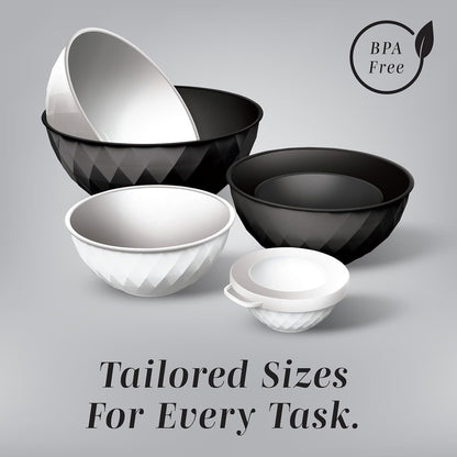 COOK WITH COLOR Mixing Bowls with Lids - 12 Piece Plastic Nesting Bowls Set includes 6 Prep Bowls and 6 Lids, Microwave Safe Mixing Bowl Set, Sage Embossed - Colors A