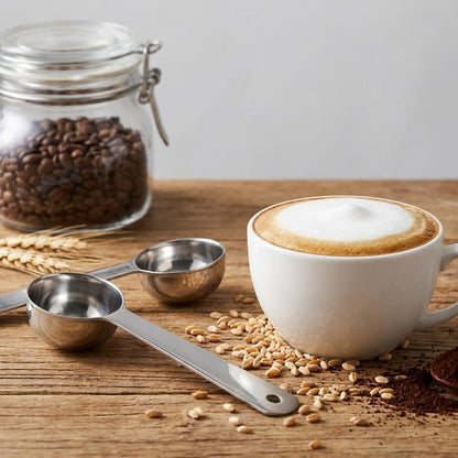 2 Pcs Stainless Steel Coffee Spoons, Coffee Scoop 1 Tablespoon, Long Handle Measuring Tablespoon, 1 tbsp Measuring Spoons for Ground-Coffee, Milk, Spice Jar, Cooking Baking (6 Inch, 20ml)