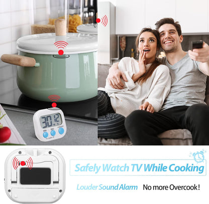 Weewooday 24 Pcs Digital Kitchen Timer Magnetic Timer Bulk On/Off Switch Minute Second Count up Countdown Loud Alarm for Exercise Cook Baking (Black,White)
