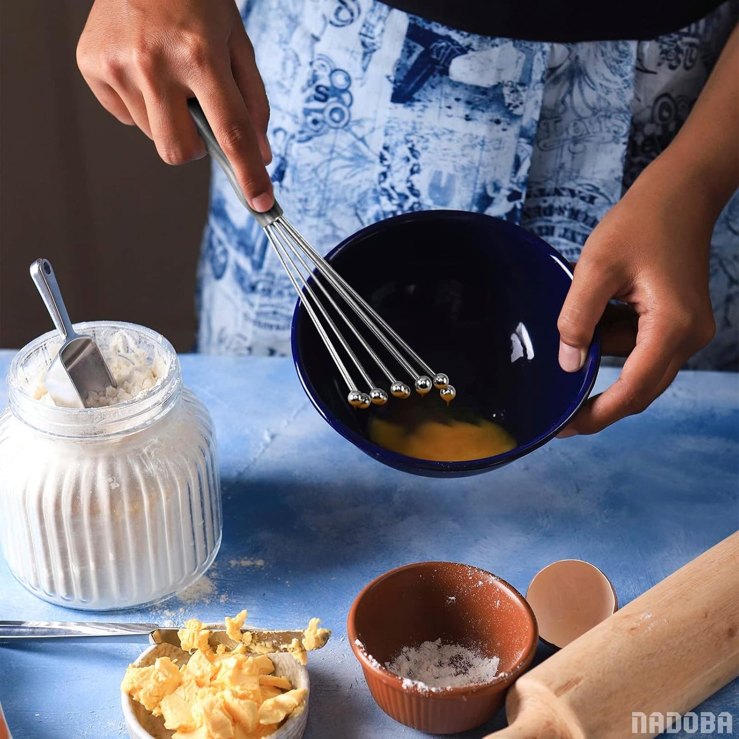 2Pcs Ball Whisk Set — Stainless Steel Whisk Set with Comfortable Ergonomic Handle | Excellent for Eggs, 10 Ball Head, Easy to Clean — Compact 12” & 10” for Versatile Stirring