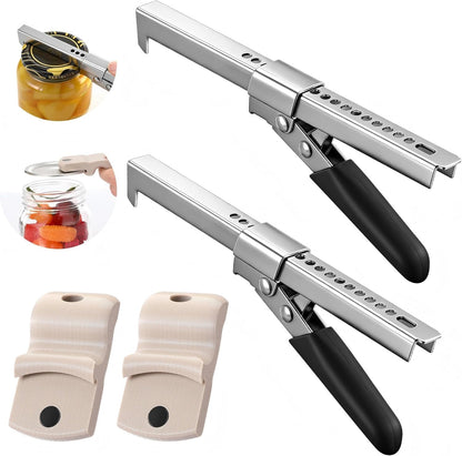 Comfort Grip Jar Opener for Weak Hands, 4 Pcs Kitchen Opening Set with Adjustable Multifunctional Stainless Steel Can Opener with Gripper & Mason Jar Lid Openers,Release Vacuum Seal,Arthritis Friendly