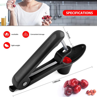 Cherry Pitter, Brighoot Stainless Steel Cherry Pitter Tool Cherries Corer with Lock Design for Making Cherry Jam, Remove Cherry Seed with Space/Safe/Quick (Red)