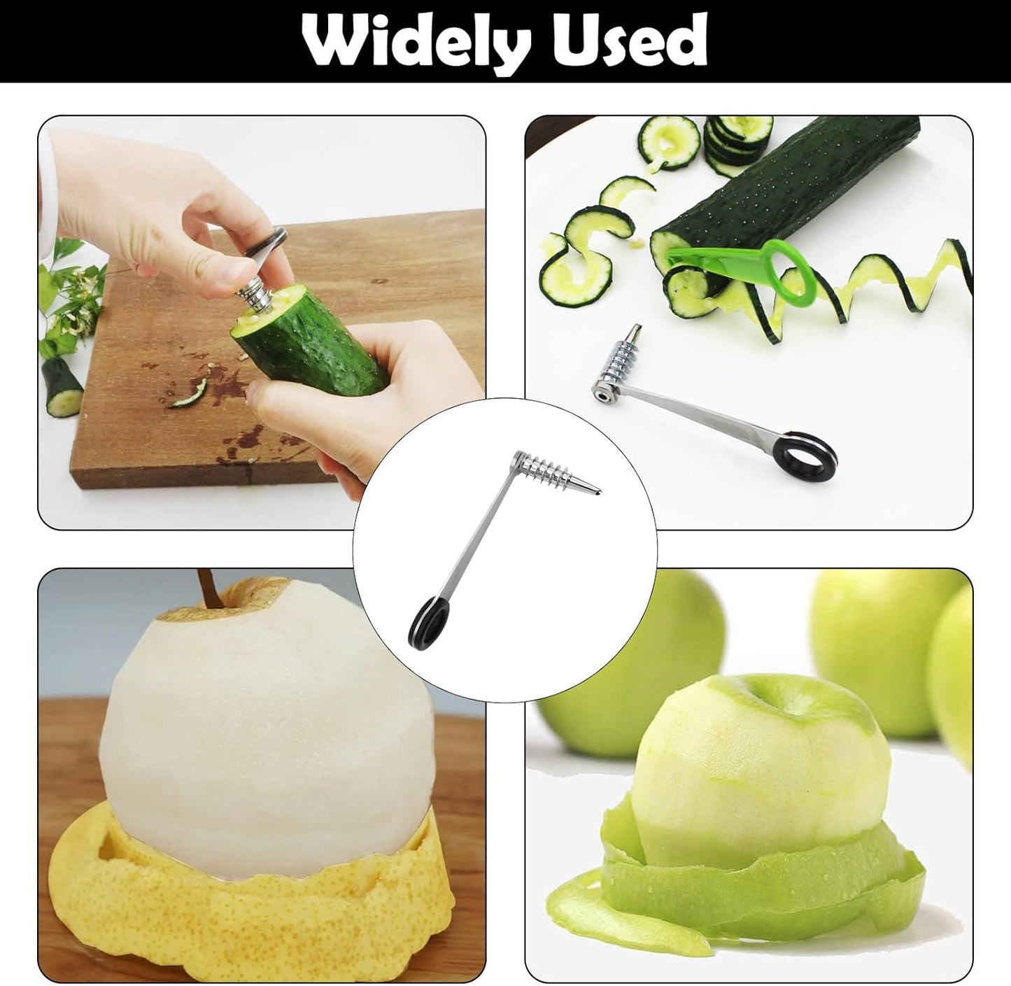 Stainless Steel Flower Curler, Piranha Spiral Cutter Tools, Stainless Steel Kitchen Tools, Easy to Clean Suitable for Cutting Zucchini Potatoes Cucumbers Carrots