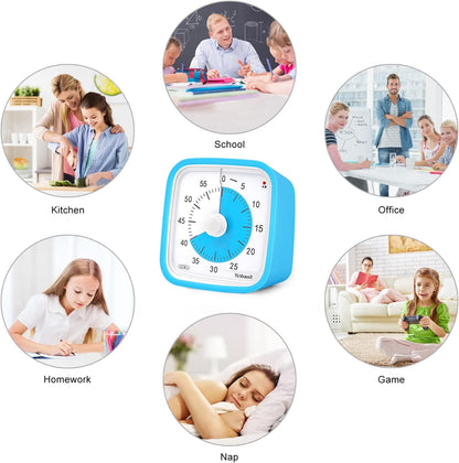 Yunbaoit Visual Timer with Protective Case, Rainbow Disk 60 Minute Countdown Timer for Kids and Adults, Silent Time Management Tool(Blue Rainbow)