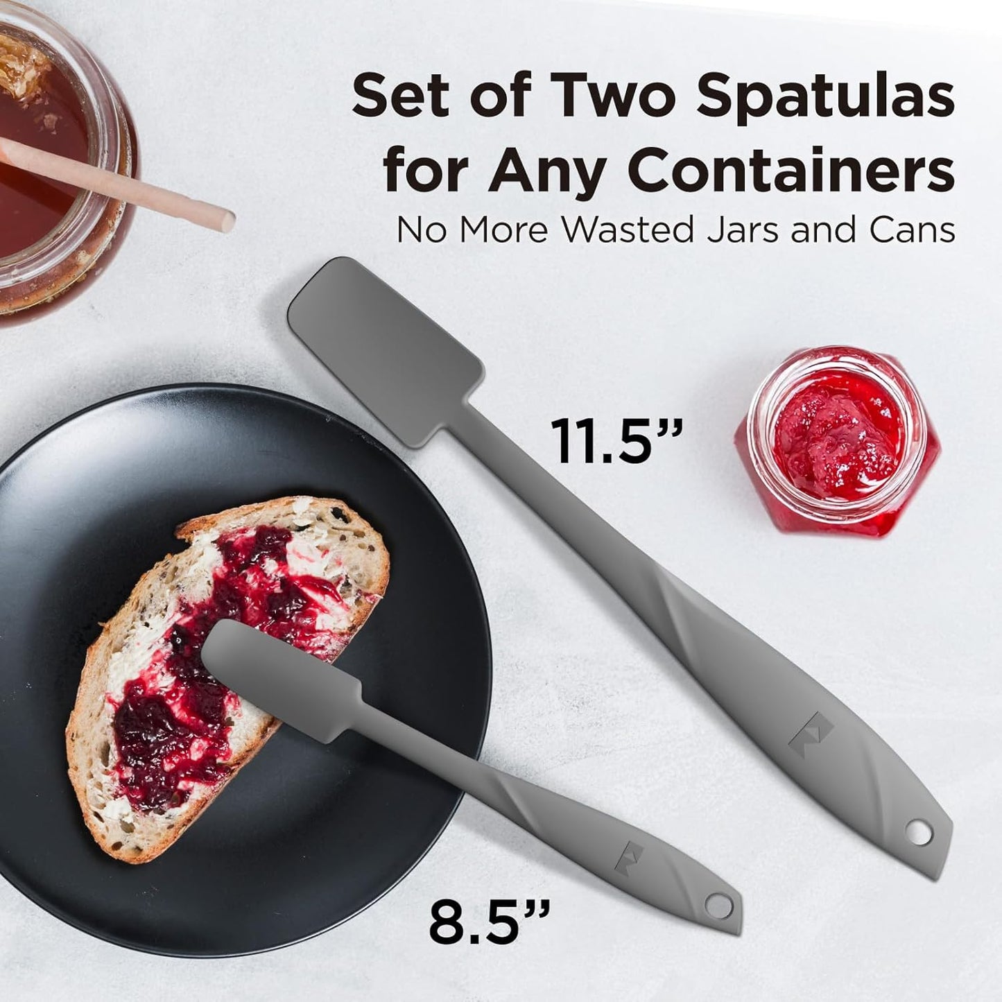 Kitchen Mama WaltzGrip Platinum Silicone Jar and Can Spatula Set: Heat-Resistant, Dishwasher Safe, Ergonomic Grip, Perfect for Mixing and Scraping, Nonstick Cookware (Red)