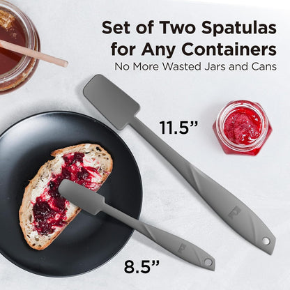 Kitchen Mama WaltzGrip Platinum Silicone Jar and Can Spatula Set: Heat-Resistant, Dishwasher Safe, Ergonomic Grip, Perfect for Mixing and Scraping, Nonstick Cookware (Red)