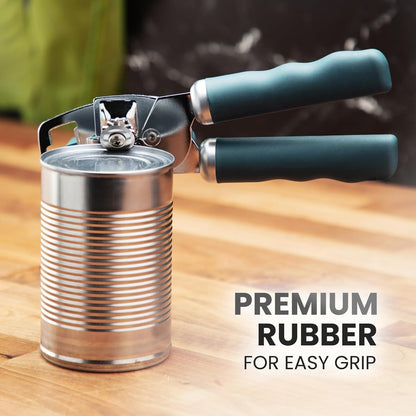 Zulay Kitchen Heavy Duty Stainless Steel Can Opener Manual with Bottle Opener - Rust Proof Manual Can Opener With Turn Knob & Comfy Soft Grip Handles - Cherry Red - Colors B