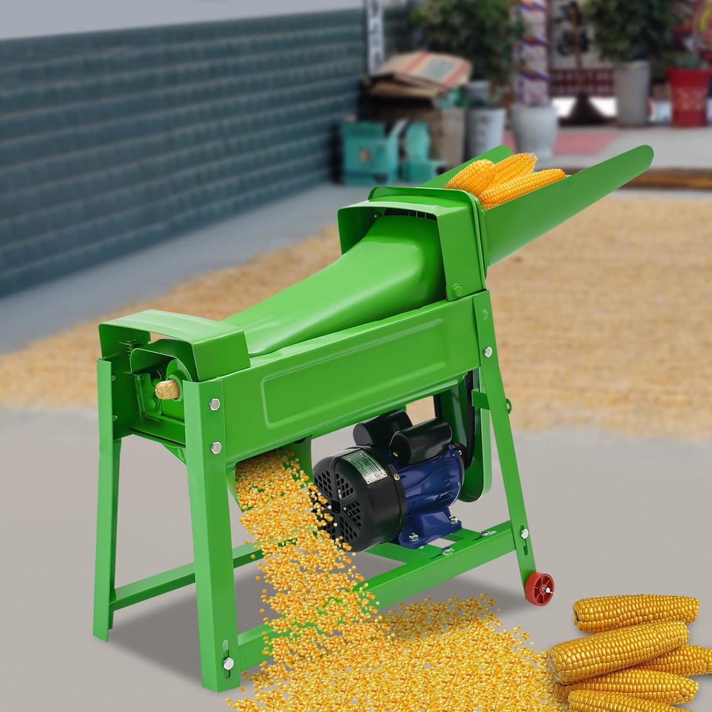 Electric Corn Sheller 4800W 110V Heavy Duty Corn Thresher Sheller, Quick Corn Cob Stripper Tool, Industrial Corn Shucker, Threshing Stripping Machine for Home, Ranche, and Farm(Green)