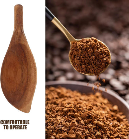 Kichvoe Mini Wood Coffee Measuring Spoon Irregular Shape Reusable Ground Coffee Scoop for Espresso and Tea Powder 4.72 Inch Kitchen Tool