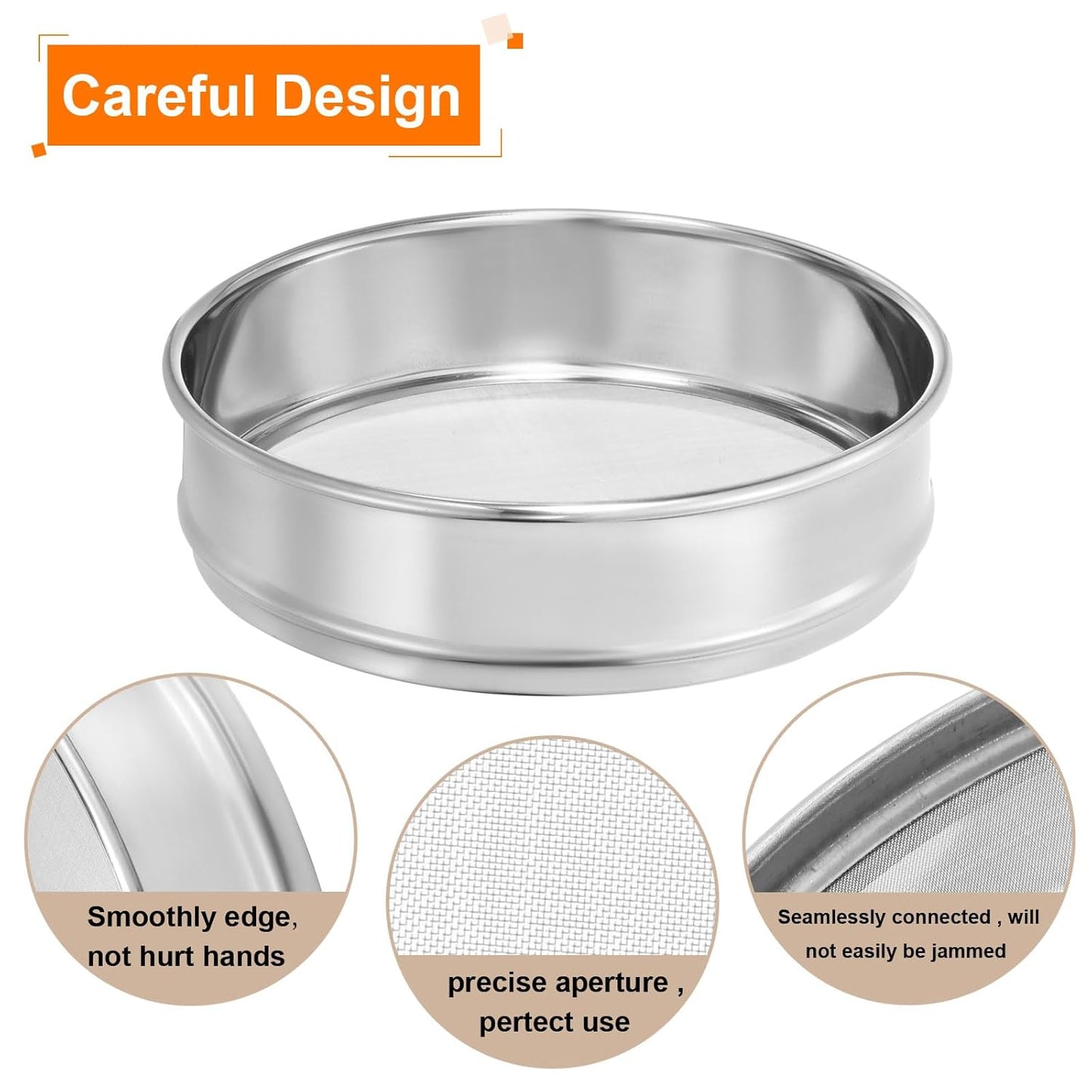 PATIKIL 10 Mesh Lab Sieve, 8" Diameter Test Sieve 304 Stainless Steel Wire Cloth (2mm) for Industrial Laboratory