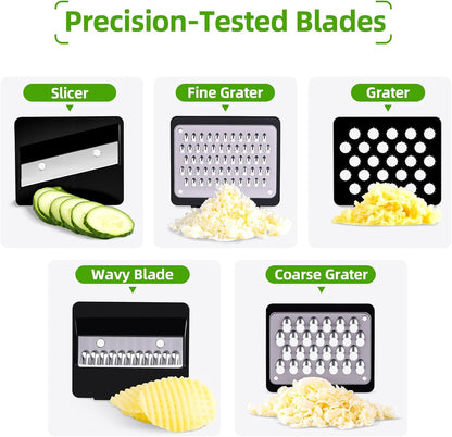 LHS Vegetable Chopper Multifunctional Food Chopper Onion Chopper Vegetable Slicer Dicer Cutter Potato Cutter Veggie Chopper with Container with Spiralizer (12 in 1, Black)