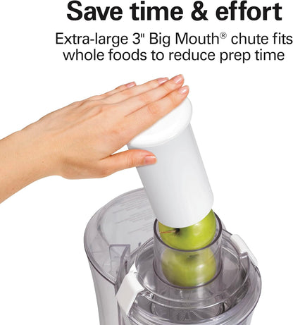 Hamilton Beach Juicer Machine, Big Mouth 3” Feed Chute for Whole Fruits and Vegetables, Easy to Clean, Centrifugal Extractor, Vegetable & Fruit Juicer, BPA Free, 800W Motor, Black