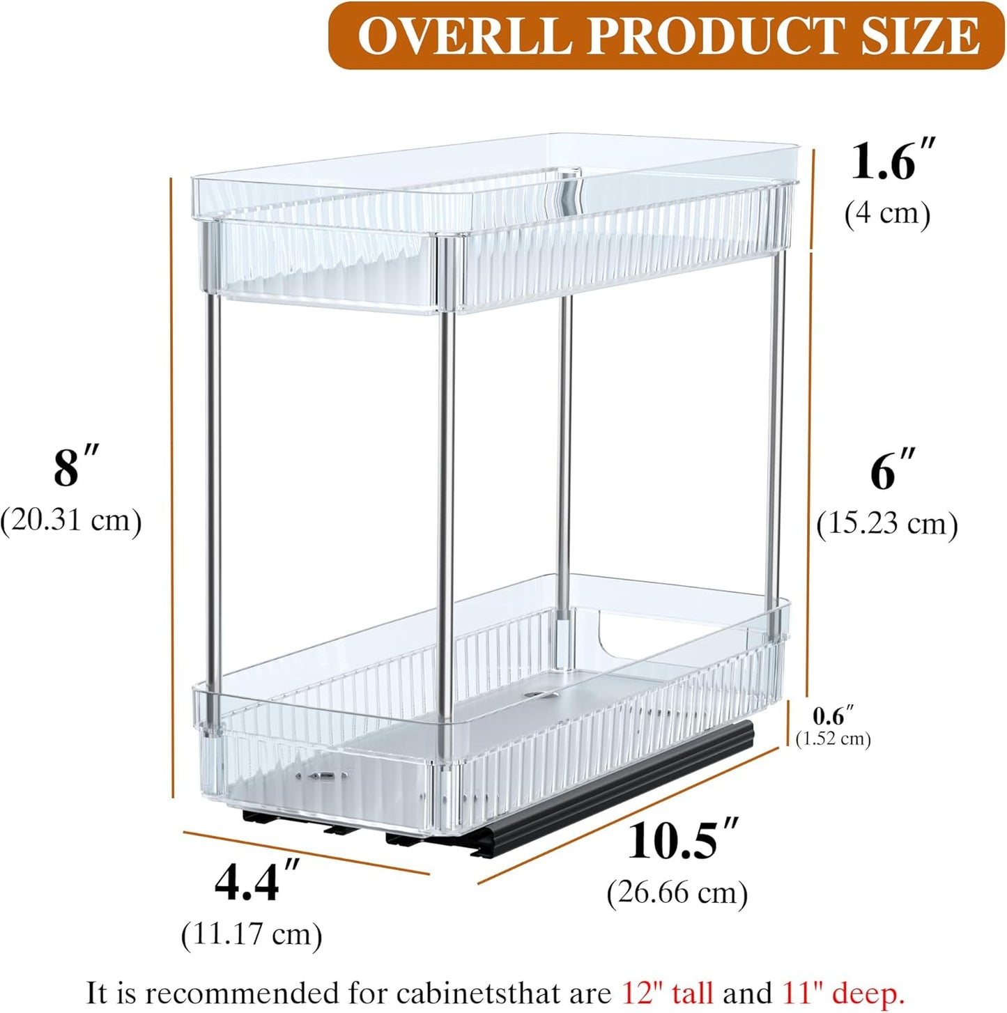 2 Pack Pull Out Spice Rack Organizer for Cabinet, Slide Out Spice Racks Organizer, Spice Cabinet Organizers, Cabinet Size Need:12'' Highx11'' Deepx5'' Wide,Hold 10 Spice Jar Each Tier-2Tier, Black