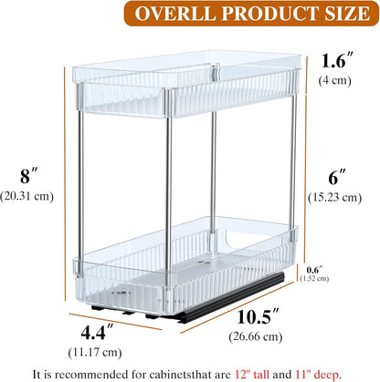 2 Pack Pull Out Spice Rack Organizer for Cabinet, Slide Out Spice Racks Organizer, Spice Cabinet Organizers, Cabinet Size Need:12'' Highx11'' Deepx5'' Wide,Hold 10 Spice Jar Each Tier-2Tier, Black