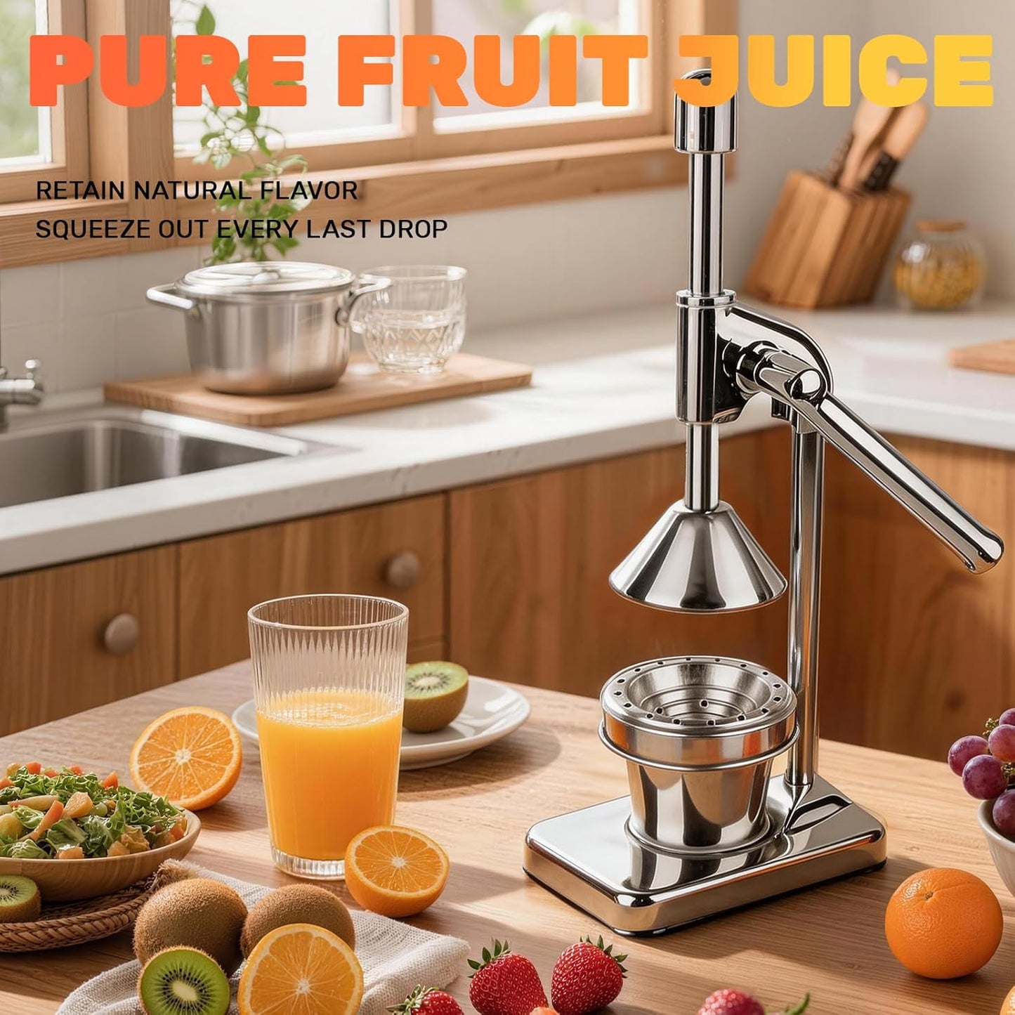 Cast Iron Juicer,Manual Juicer Hand Press,Orange Lemon Squeezer,Heavy Duty Manual Juicer,Professional Citrus Juicer Fruit Juice -Stainless Steel,Easy to Clean Black