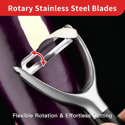 Serrated Blade Premium I Type 304 Stainless Steel Multifunctional Kitchen Peeler Real Wood Handle Ultra Sharp Blade Vegetable Potato Apple（Agarwood）