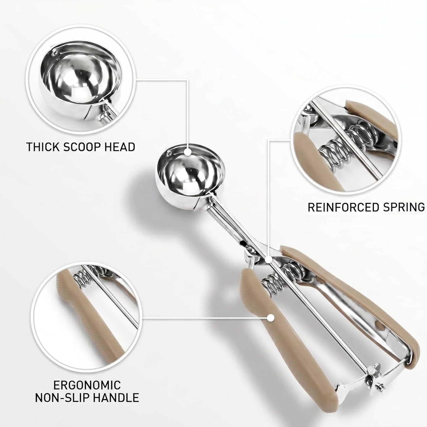 Ice Cream Scoop, 18/8 Stainless Steel Cookie Scoop, Cookie Scoops for Baking, 2 Tbsp/ 30 ml/ 1 oz Cookie Dough Scoop, Ice Cream Scooper with Trigger Release, Cookie Scooper for Baking