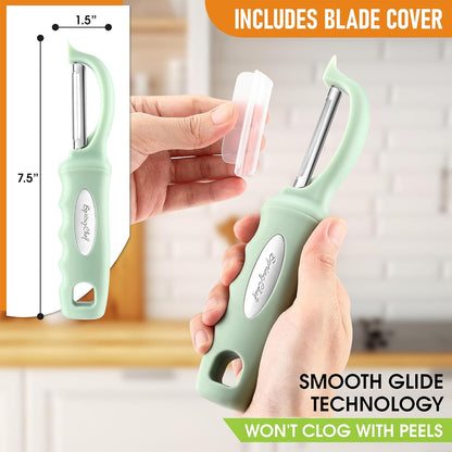 Spring Chef Premium Swivel Vegetable Peeler, Soft Grip Handle and Ultra Sharp Stainless Steel Blades - Perfect Kitchen Peeler For Veggie, Fruit, Potato, Carrot, Apple - Pink Lemonade