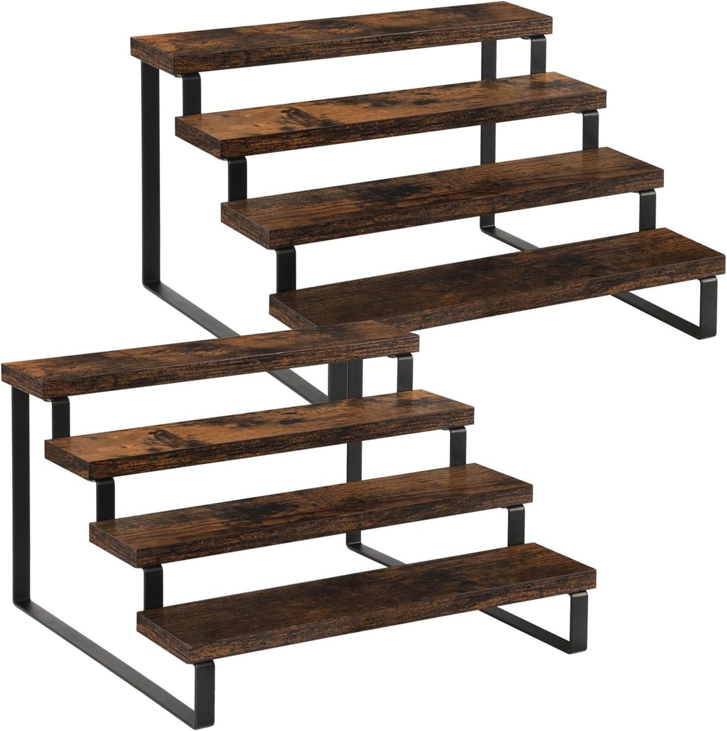 YINMIT Wooden Display Riser Stand, Tiered Perfume and Cologne Organizer Stand, 4 Tier Spice Rack Organizer, Rustic Display Shelf for Candles (4 Tier)