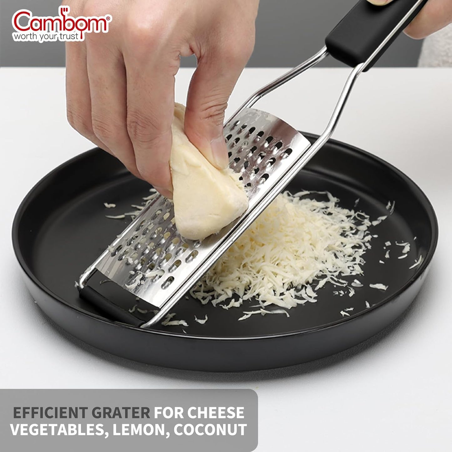 Cambom Lemon & Citrus Zester, Cheese Graters with Stainless Steel Sharp Blade for Parmesan Cheese, Ginger, Garlic, Nutmeg, Chocolate, Vegetables, Fruits, Dishwasher Safe Shredder Fine Blade