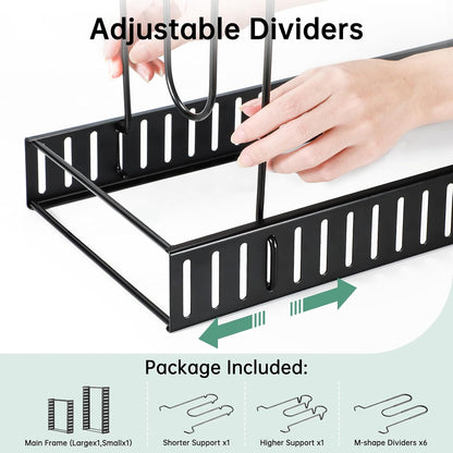ORDORA Pots and Pans Organizer for Cabinet 16.61 Height, 8 Tier Pot Organizers Rack with 3 DIY Methods, Adjustable Pan Organizer under Cabinet Kitchen Organization and Storage