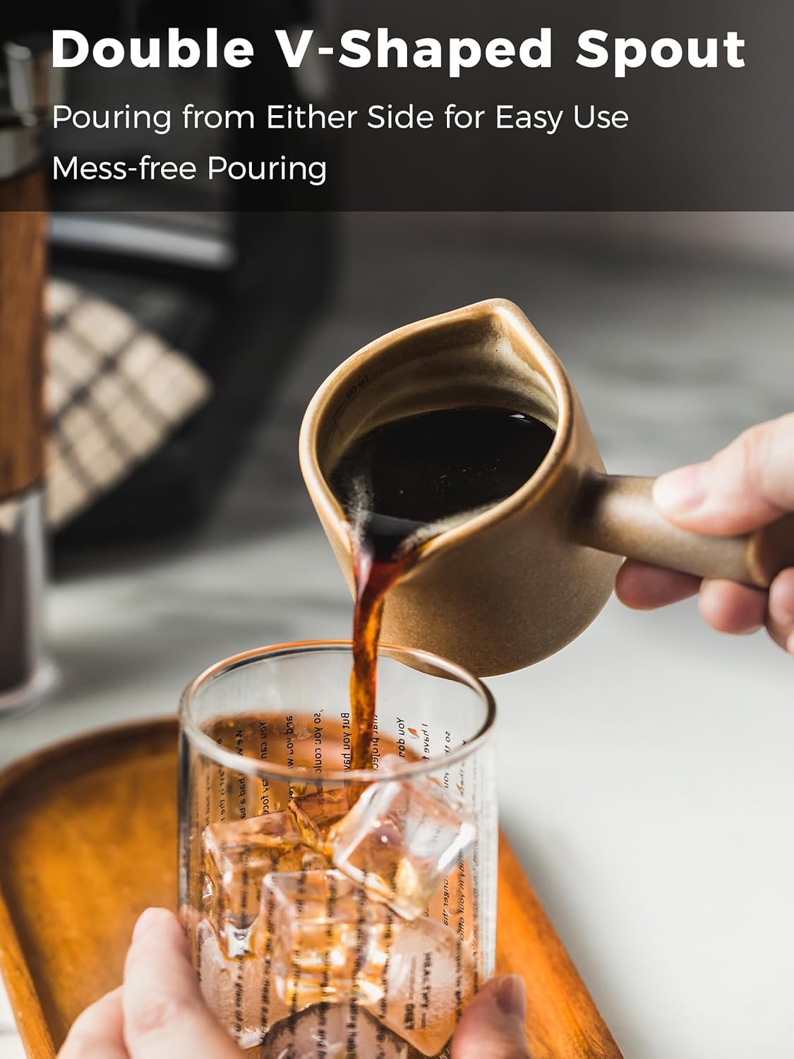 Espresso Cups Ceramic, 200ML Espresso Measuring Cup with Handle, Expresso Shots Cups with Scale, Espresso Accessories, White
