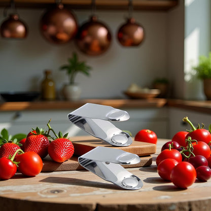 Stainless Steel Strawberry Huller Fruit Stem Remover Home Kitchen Tools for Cherry Tomato, Silver, 2.8 * 1, 2PCS