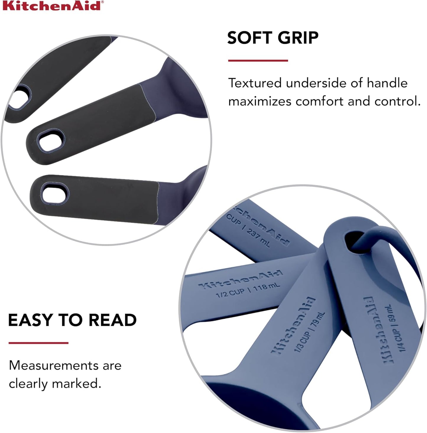 KitchenAid Universal Easy To Read Measuring Cup and Spoon Set with Soft Grip Handle for Maximum Control, Hang Hole and Nesting For Easy Storage, Dishwasher Safe, 9 Piece, Pistachio