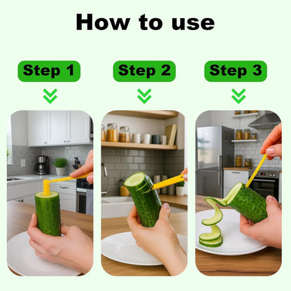 4-Piece Potato Spiral Cutter, Vegetable Spiralizer Set with 2 Stainless Steel and 2 Plastic Blades, Spiral Vegetable Cutter for Potatoes, Carrots, Zucchini and More