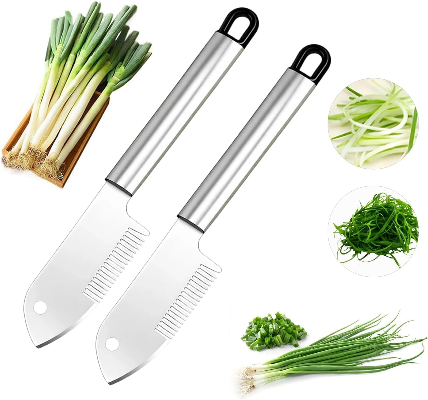 Stainless Steel Multi-Purpose Julienne Peeler, Stainless Steel Green Onion Slicer Scallion Shredder Cutter, 2026 New Vegetable Peelers Knife for Slicing Green Onions Vegetables & Garnishes (1)