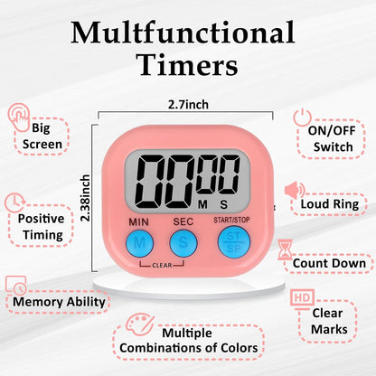 ZILLEEN 6 Pack Kitchen Timers for Cooking Digital Classroom Timers for Kids Teachers Blue Green Purple