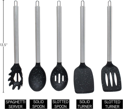 COOK WITH COLOR Silicone Cooking Utensils, Kitchen Utensil Set, Easy to Clean Silicone Kitchen Utensils, Cooking Utensils for Nonstick Cookware, Kitchen Gadgets Set, 10 Pieces, Green