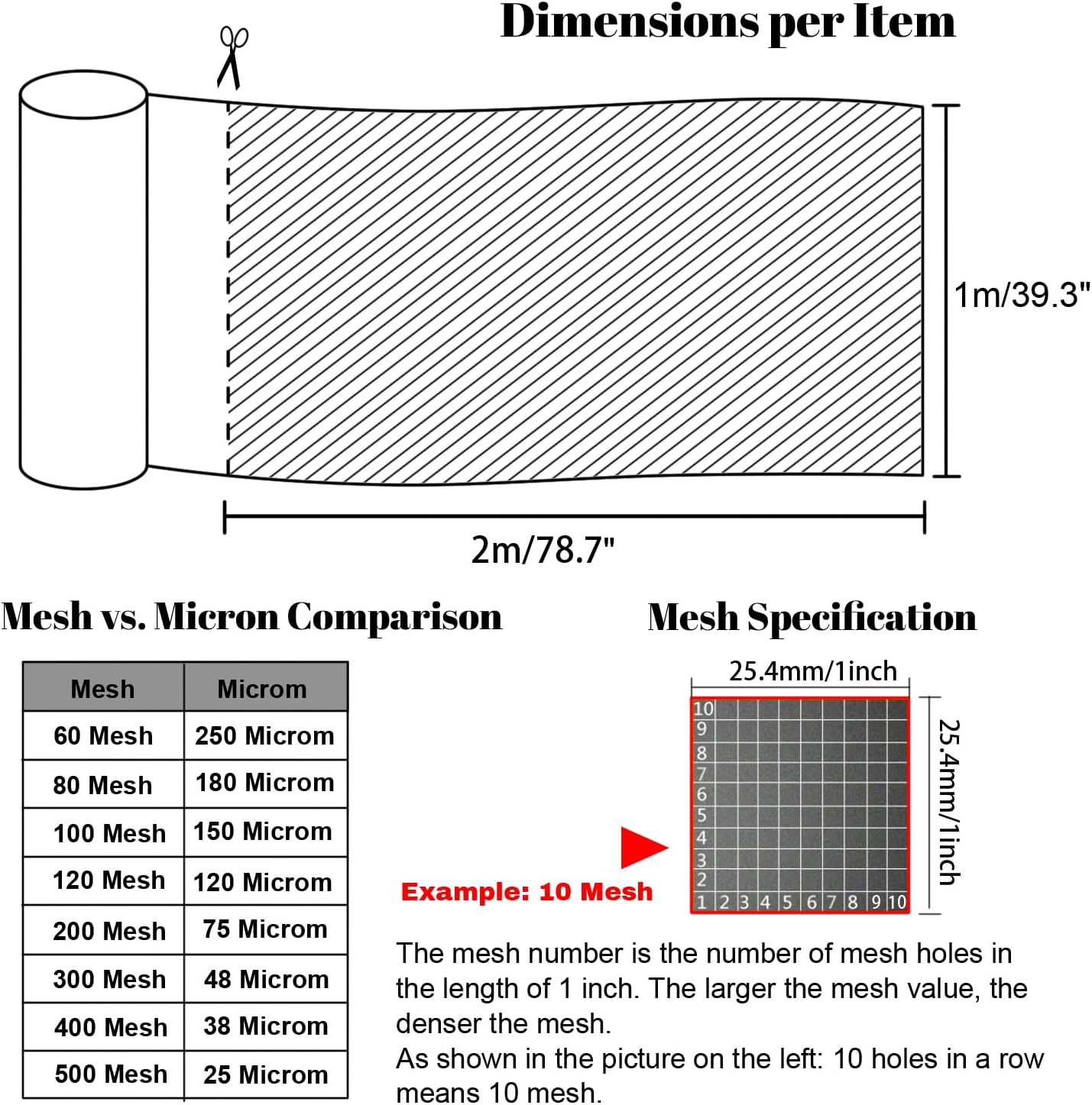 39 x 78 inch Food Grade Nylon Filter Mesh Fabric, 60 80 100 200 300 400 500 Mesh Filter, Ultra Fine Mesh Screen for Milk Juice Wine (200 Mesh)