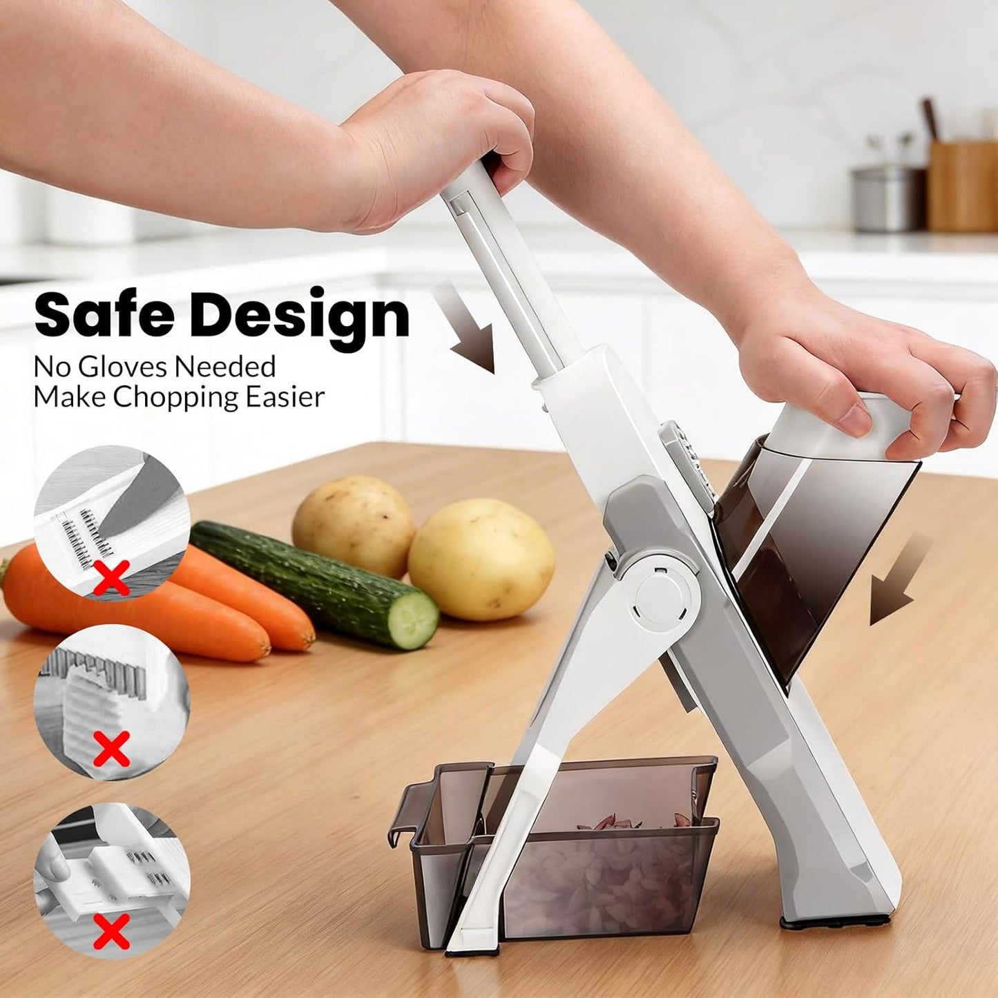 Slicer Vegetable Cutter, Mandoline Slicer for Potato Chips, Fries, Vegetables, and Fruits. Multiple Thickness Options Available. Quick Vegetable Salad Chopper