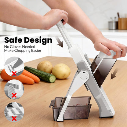 Slicer Vegetable Cutter, Mandoline Slicer for Potato Chips, Fries, Vegetables, and Fruits. Multiple Thickness Options Available. Quick Vegetable Salad Chopper