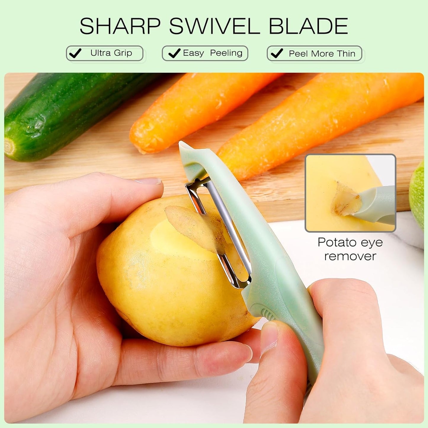 Senbowe Upgrade Potato Peeler for Kitchen, 6PCS Stainless Steel Vegetable Peeler, I and Y Veggie Food Peeler for Apple Fruit Carrot Zucchini Cucumber,Good Grip Makes Peeling Very Easy
