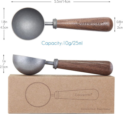 Easyworkz Retro Stainless Steel Coffee Spoon With Black Walnut Handle,10g - Measuring Spoon (Brushed gold)