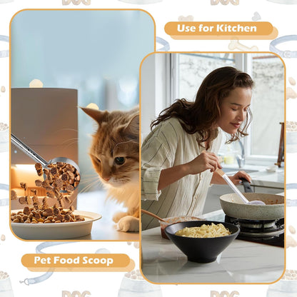 2 Pcs Dog Food Scoop Long Handled Scoops 3/4 Cup Stainless Steel Measuring Cups Portion Control Serving Spoons for Dogs Cats Birds and Rabbits Pet Food Feeding Scoop (3/4 Cup)