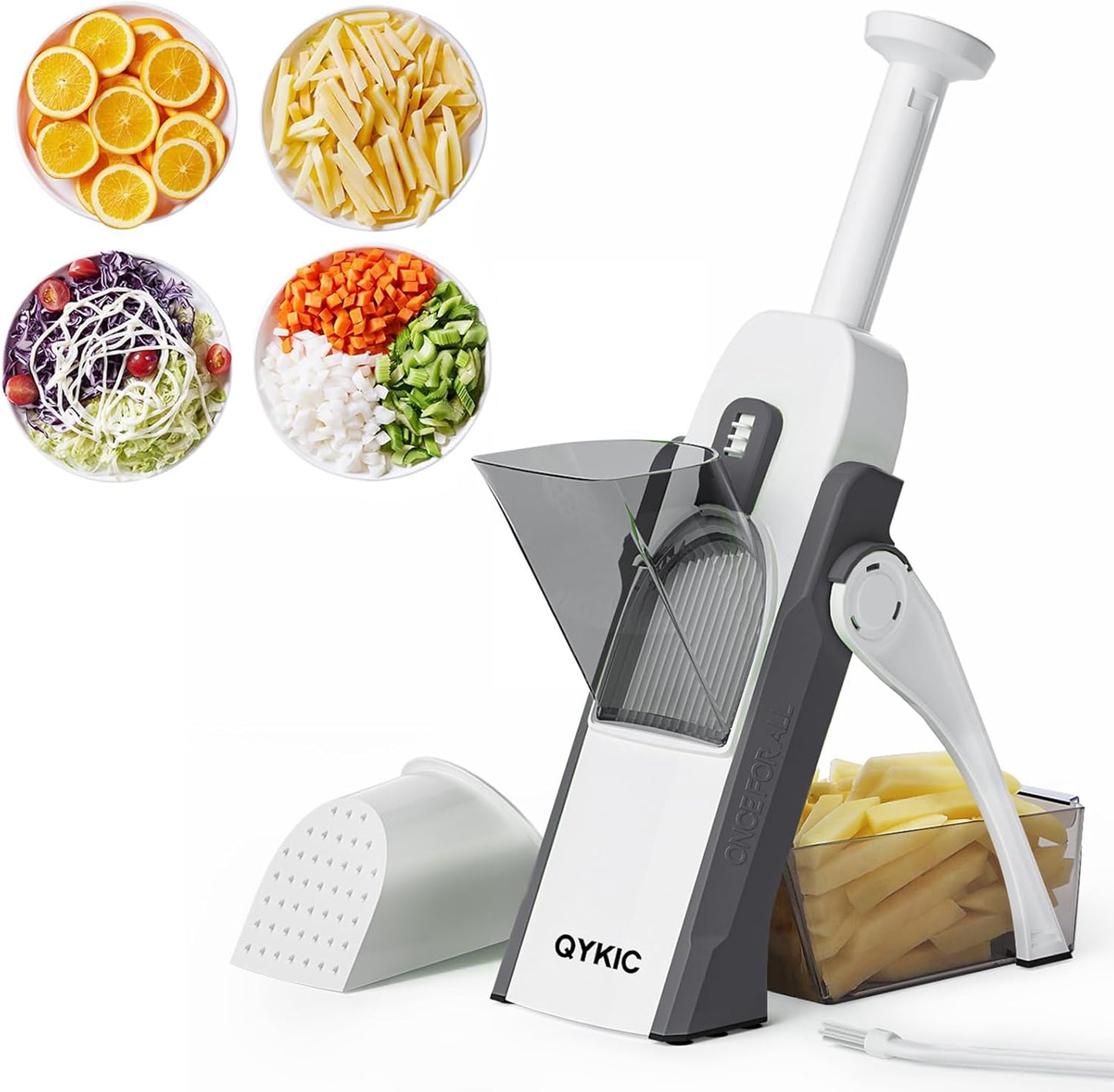 QYKIC Safe Mandoline Slicer 5 in 1 Vegetable Chopper Food Potato Cutter, Strips Julienne Dicer Adjustable Thickness 0.1-8 mm Kitchen Chopping Artifact Fast Meal Prep
