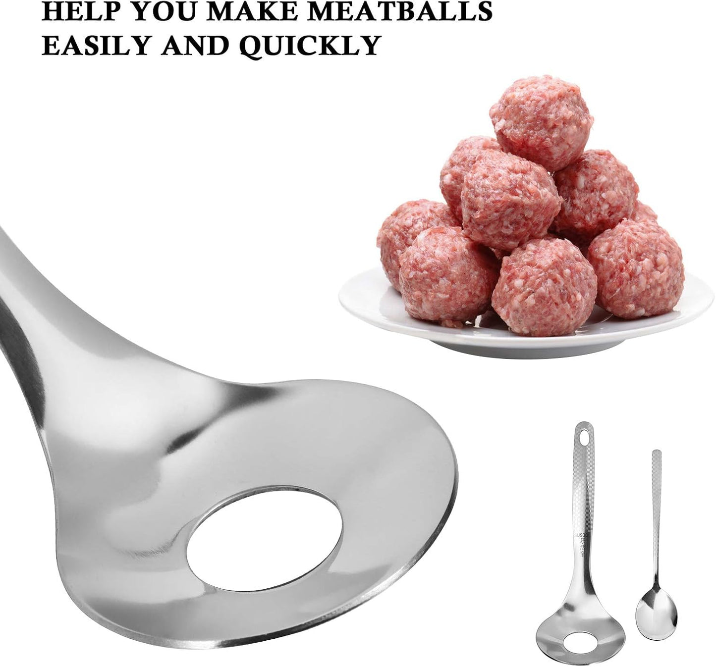 SHERCHPRY 2 Pcs Meatball Maker Cake Tools Meatball Spoon Household Tools None- Stick Meat Ballers Meat Spoon Maker Melon Baller Kitchen Ware Kitchen Gadget Meatball Scoop Meatballs Fruit